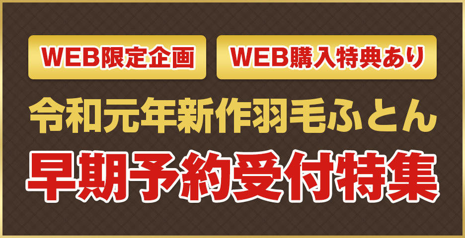 2019年 秋冬新作羽毛ふとん 早期予約特集
