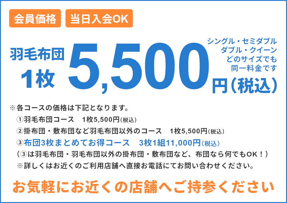 1枚 5,500円 お気軽にお近くの店舗へご持参ください