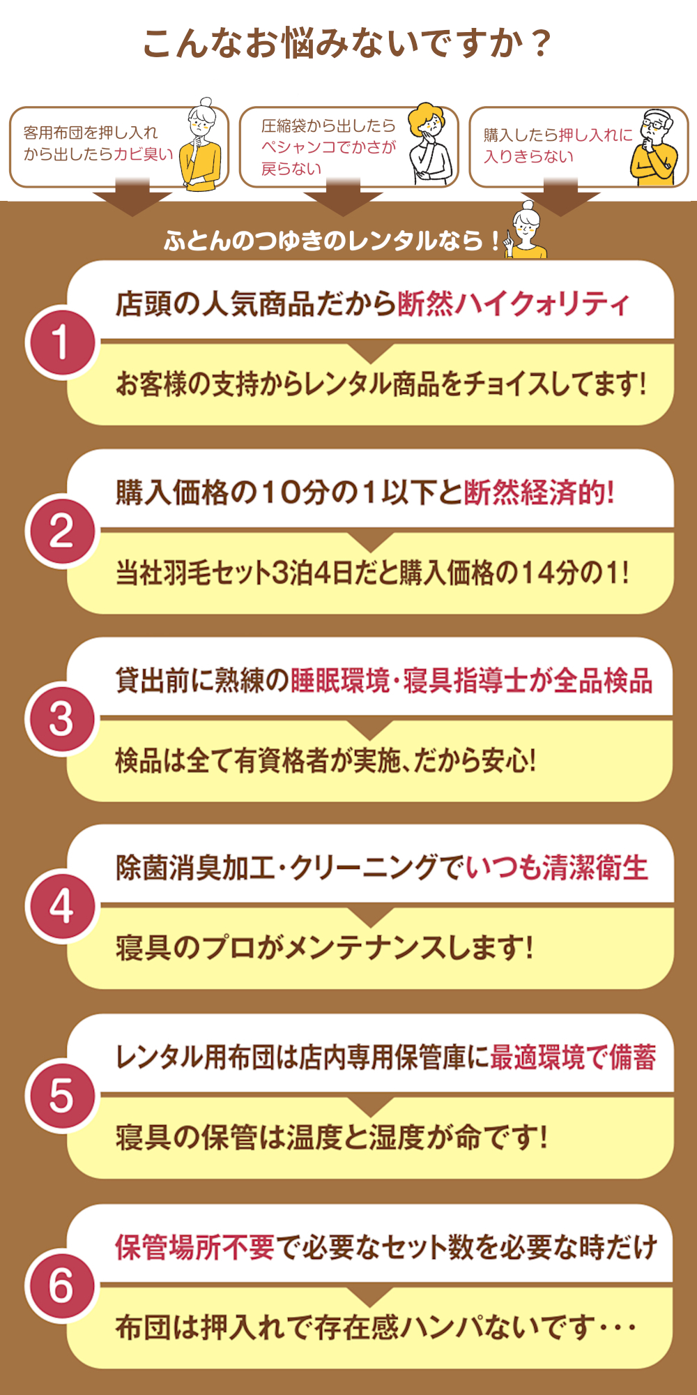来客布団、こんなお悩みありませんか？