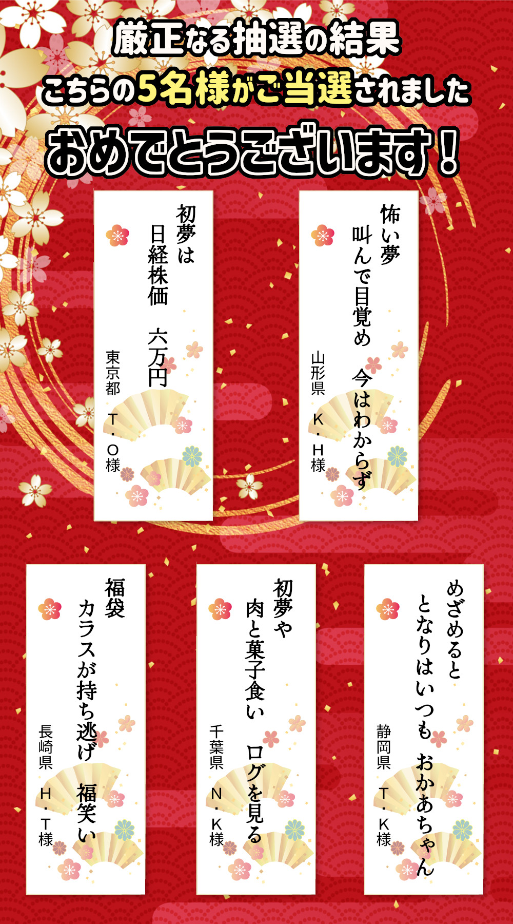 初夢川柳キャンペーン 当選者発表