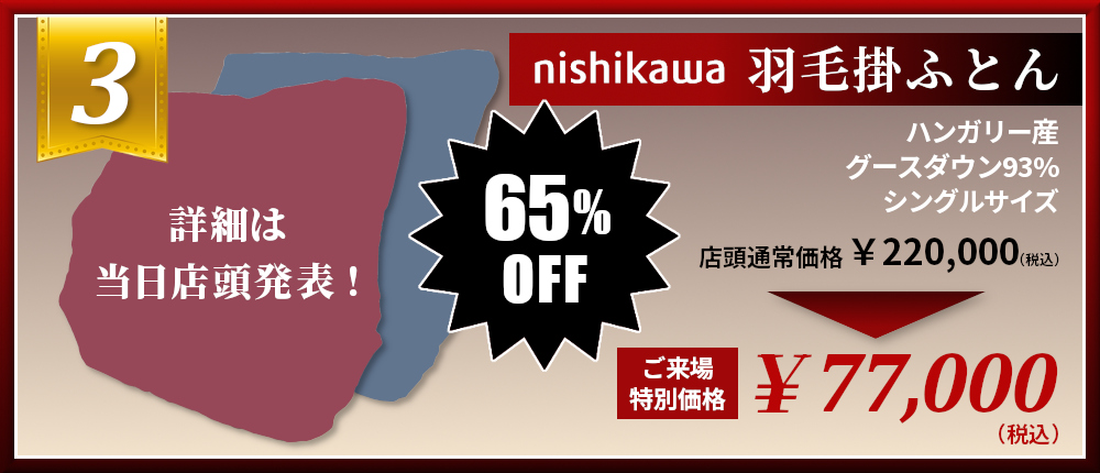 西川 ハンガリー産グースダウン93％ 80サテン 羽毛掛けふとん nishikawa 半額
