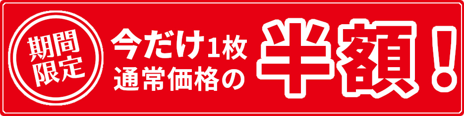 期間限定,今だけ1枚通常価格の半額!