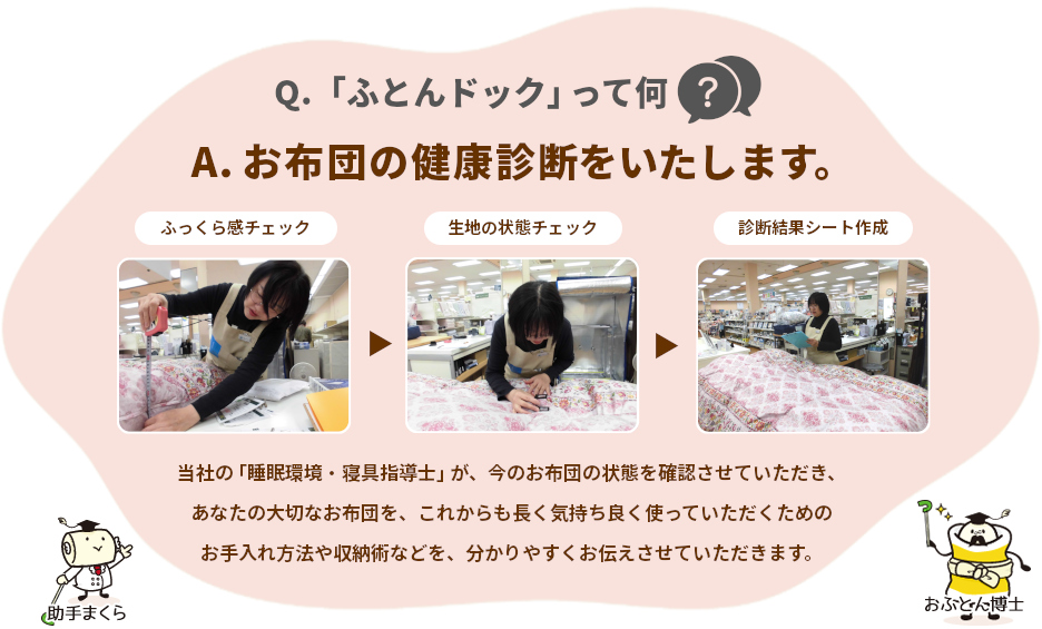 ふとんドックって何？,お布団の健康診断をいたします。