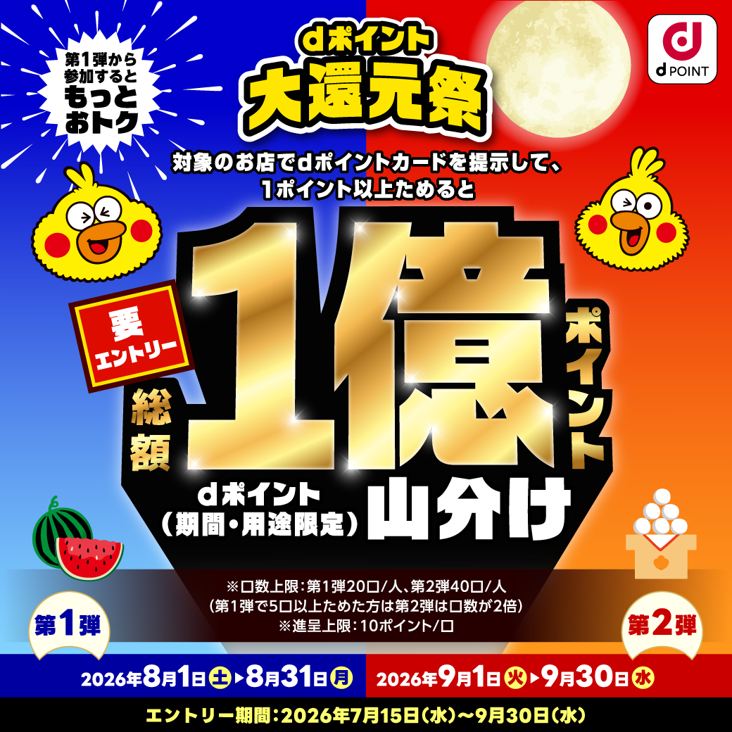 dポイント大還元祭総額1億ポイント山分けキャンペーン