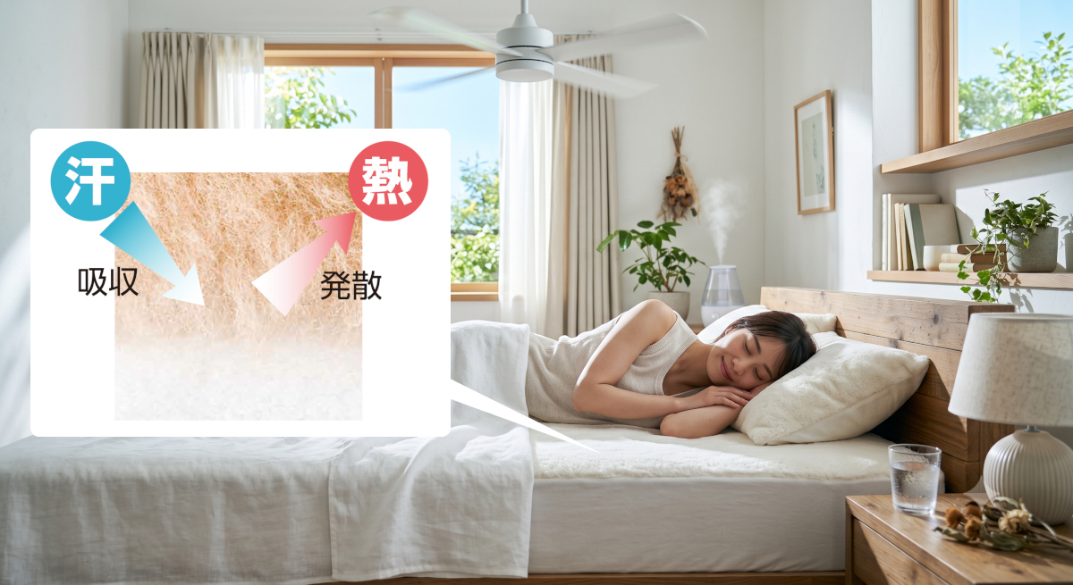 夏の吸湿・放湿イメージ